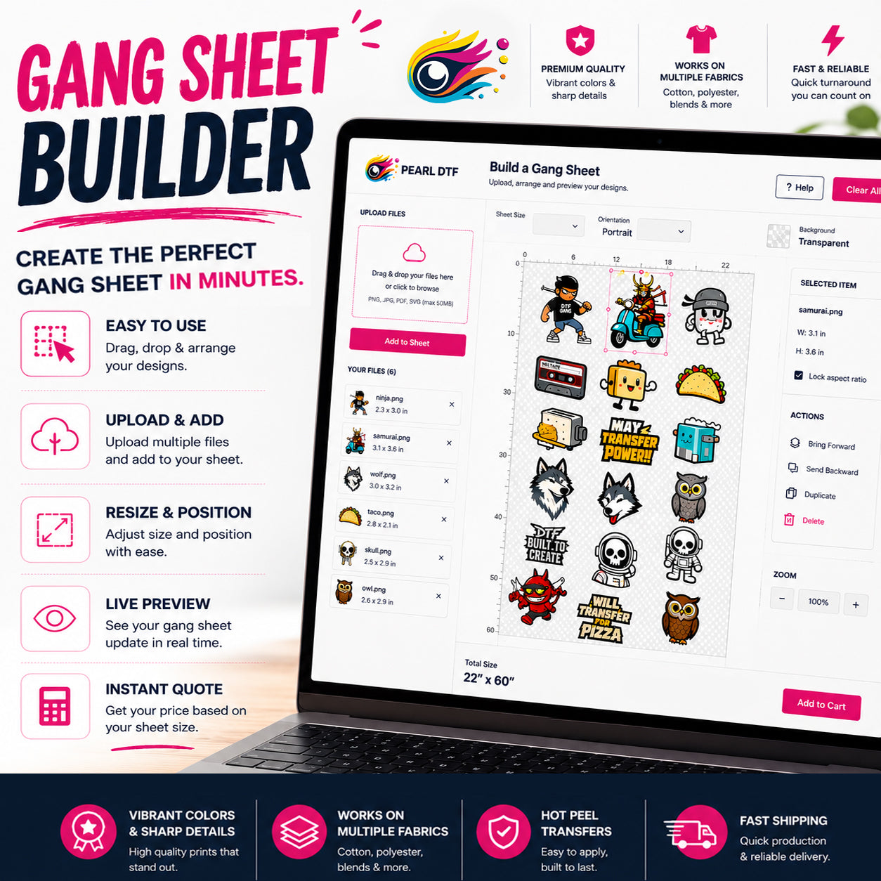 DTF Transfers Gang Sheet Builder