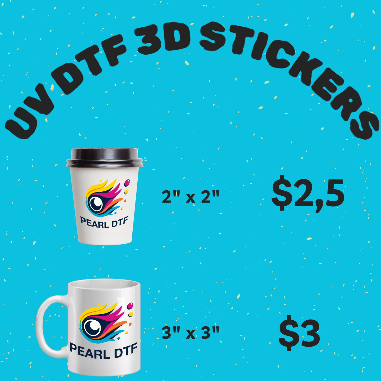 UV DTF 3D Stickers by Size