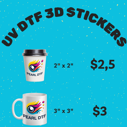 UV DTF 3D Stickers by Size