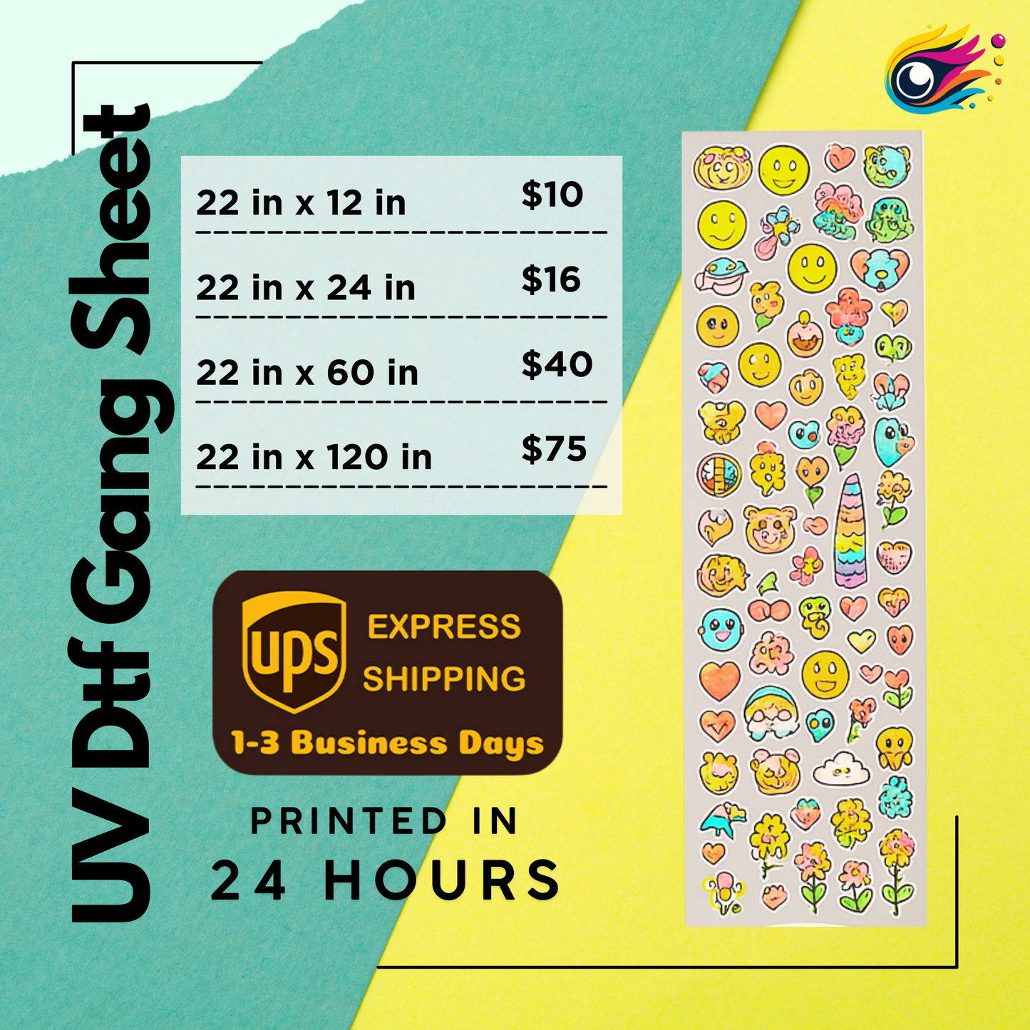 UV DTF 3D Stickers Gang Sheet Builder